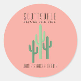 Desert Cactus Scottsdale Bachelorette Button Ronde Sticker