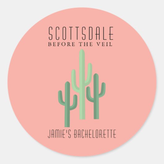 Desert Cactus Scottsdale Bachelorette Button Ronde Sticker (Voorkant)