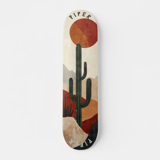 Desert Cactus Skateboard - Minimalistische Boho Na (Voorkant)