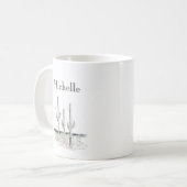 Desert Cactus Southwest Black White Koffiemok (Voorkant links)