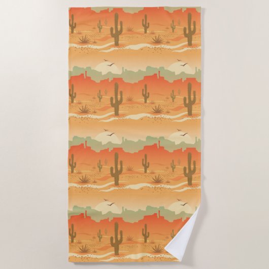 Desert Cactus Southwest Design Beach Towel Strandlaken (Voorkant)