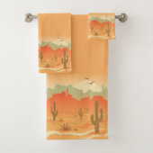 Desert Cactus Southwest Design Towel Set Bad Handdoek (Insitu)