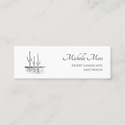 Desert Cactus Southwest Simple Black White Mini Visitekaartje (Voorkant)