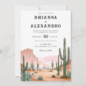 Desert Cactus Spring Summer Waterverf Wedding Kaart (Voorkant)