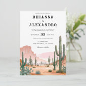 Desert Cactus Spring Summer Waterverf Wedding Kaart (Staand voorkant)