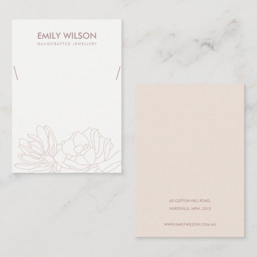 DESERT CACTUS SUCCULENT BLUSH KETTING DISPLAY VISITEKAARTJE (Voorkant / Achterkant)