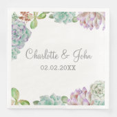 Desert Cactus Succulent Bruiloft Servetten (Voorkant)