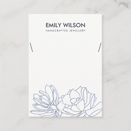 DESERT CACTUS SUCCULENT INK BLUE KETTING DISPLAY VISITEKAARTJE (Voorkant)