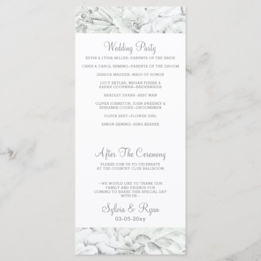 Desert Cactus Succulenten Trouwprogramma's Programmakaart (Achterkant)