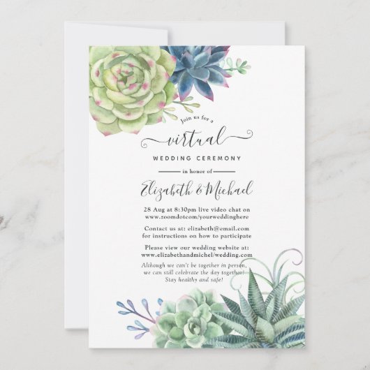 Desert Cactus Succulents Online Virtual Wedding Kaart (Voorkant)