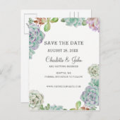 Desert Cactus Succulents save the date Aankondigingskaart (Voorkant / Achterkant)
