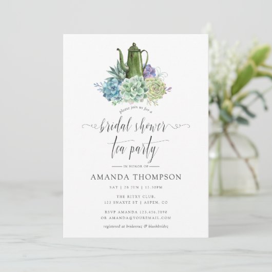 Desert Cactus Succulents Vrijgezellenfeest Tea Par Kaart (Staand voorkant)