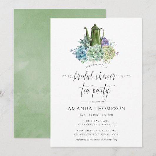 Desert Cactus Succulents Vrijgezellenfeest Tea Par Kaart (Voorkant / Achterkant)