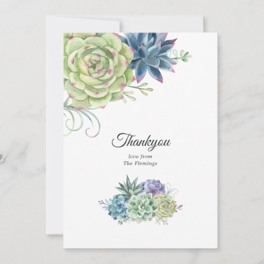 Desert Cactus Succulents Wedding Bedankkaart (Voorkant)
