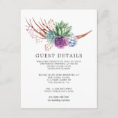Desert Cactus Succulents Wedding Guest Details Informatiekaartje (Voorkant)