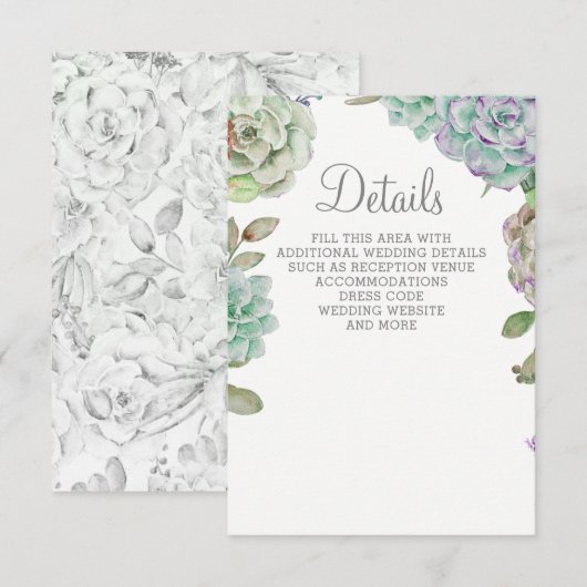 Desert Cactus Succulents Wedding Informatiekaartje (Voorkant / Achterkant)