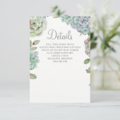Desert Cactus Succulents Wedding Informatiekaartje (Staand voorkant)
