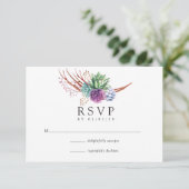 Desert Cactus Succulents Wedding RSVP Kaartje (Staand voorkant)