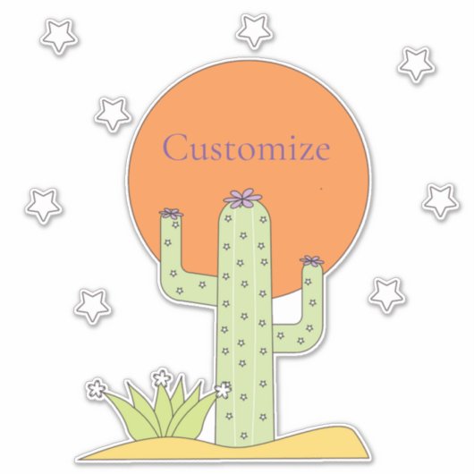 Desert Cactus Sun Thunder_Cove Sticker (Voorkant)