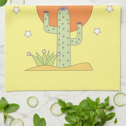 Desert Cactus Sun Thunder_Cove Theedoek (Gevouwen)