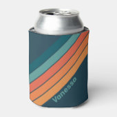 Desert Cactus Sunrise Stripes met naam Blikjeskoeler (Blikje Voorkant)