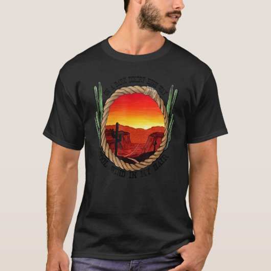 Desert Cactus Sunset on Dark Desert High Way Weste T-shirt (Voorkant)