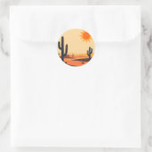 Desert Cactus Sunset Silhouette  Ronde Sticker (Tas)