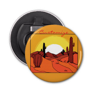 Desert Cactus Sunset Thunder_Cove Button Flesopener