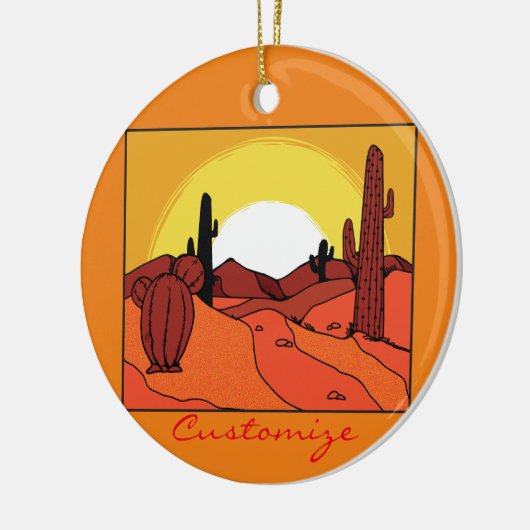 Desert Cactus Sunset Thunder_Cove Keramisch Ornament (Links)