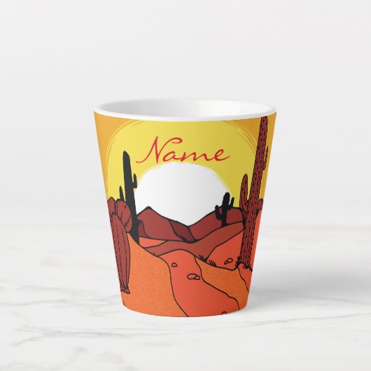 Desert Cactus Sunset Thunder_Cove Latte Mok (Voorkant)