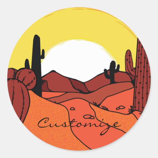 Desert Cactus Sunset Thunder_Cove Ronde Sticker (Voorkant)