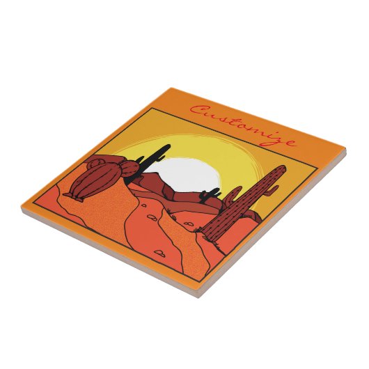 Desert Cactus Sunset Thunder_Cove Tegeltje (Zijkant)