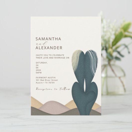 Desert Cactus Theme Wedding Kaart (Staand voorkant)