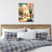 Desert Cactus Under Sunlight – Abstract Canvas Art Afdruk (Insitu (Slaapkamer))