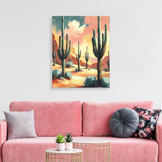 Desert Cactus Under Sunlight – Abstract Canvas Art Afdruk (Insitu (Woonkamer))