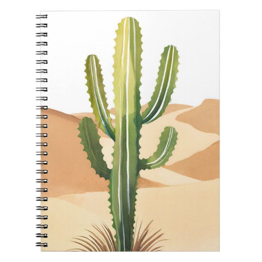Desert Cactus | Watercolor Green Cacti Notitieboek (Voorkant)