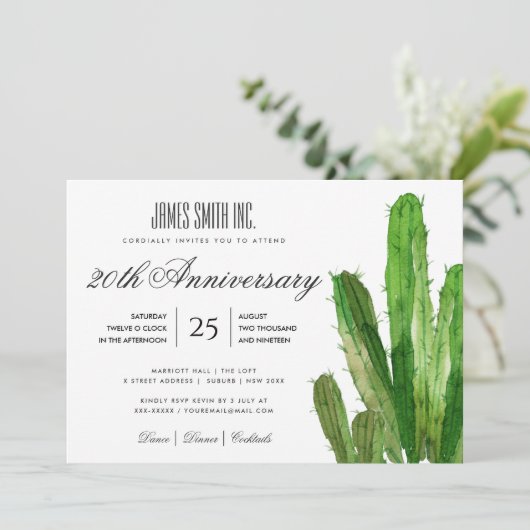 DESERT CACTUS WATERVERF CORPORATE PARTY GEBEURTENI KAART (Staand voorkant)