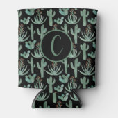 Desert Cactus Waterverf CUSTOM Initialen Black Blikjeskoeler (Voorkant)