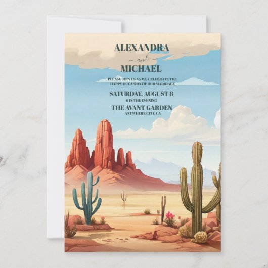 Desert Cactus Wedding Kaart (Voorkant)