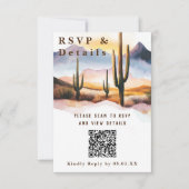 Desert Cactus Wedding QR Code Details RSVP Kaartje (Voorkant)