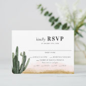 Desert Cactus Wedding RSVP Kaart (Staand voorkant)