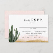Desert Cactus Wedding RSVP Kaart