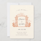 Desert Cactus Western Monogram Bewaar de datum Kaart (Voorkant)