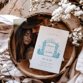 Desert Cactus Western Monogram Bewaar de datum Kaart