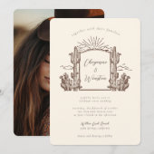 Desert Cactus Western Monogram Trouwen Kaart (Voorkant / Achterkant)