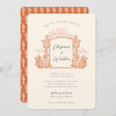 Desert Cactus Western Monogram Trouwen Kaart (Voorkant / Achterkant)