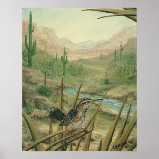 Desert Cactus Wren Poster (Voorkant)