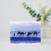 Desert Camel Caravan Blue Briefkaart (Staand voorkant)