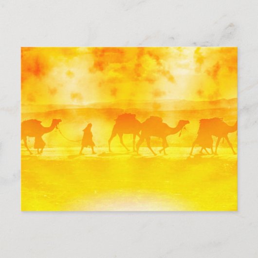Desert Camel Caravan Sunburst Briefkaart (Voorkant)