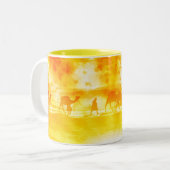 Desert Camel Caravan Sunburst Ceramic Mok (Voorkant links)